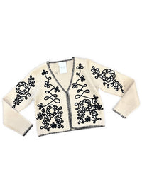 APRICOT Women's Swirl Cornelli Embr Cardigan in natural - women's sweater - detail view