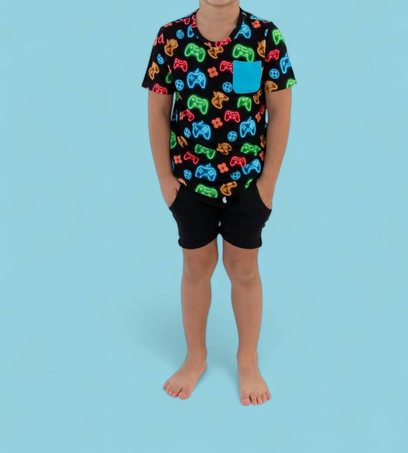 Dream Big Little Co. - Boy's Gamer Glow Dream Pocket Tshirt