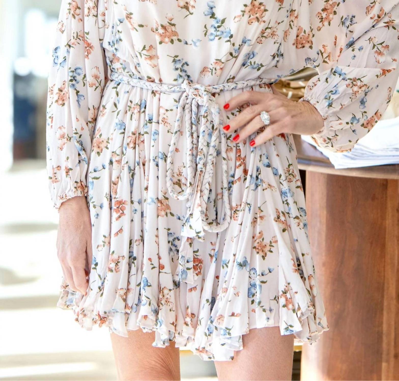 Dress Forum - Floral Long Sleeve Mini Dress