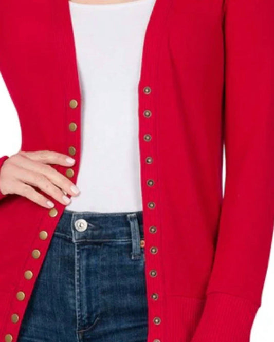 Zenana - Snap Full Sleeve Cardigan