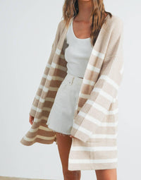 Buttermelon - Knitted Stripe Maxi Cardigan