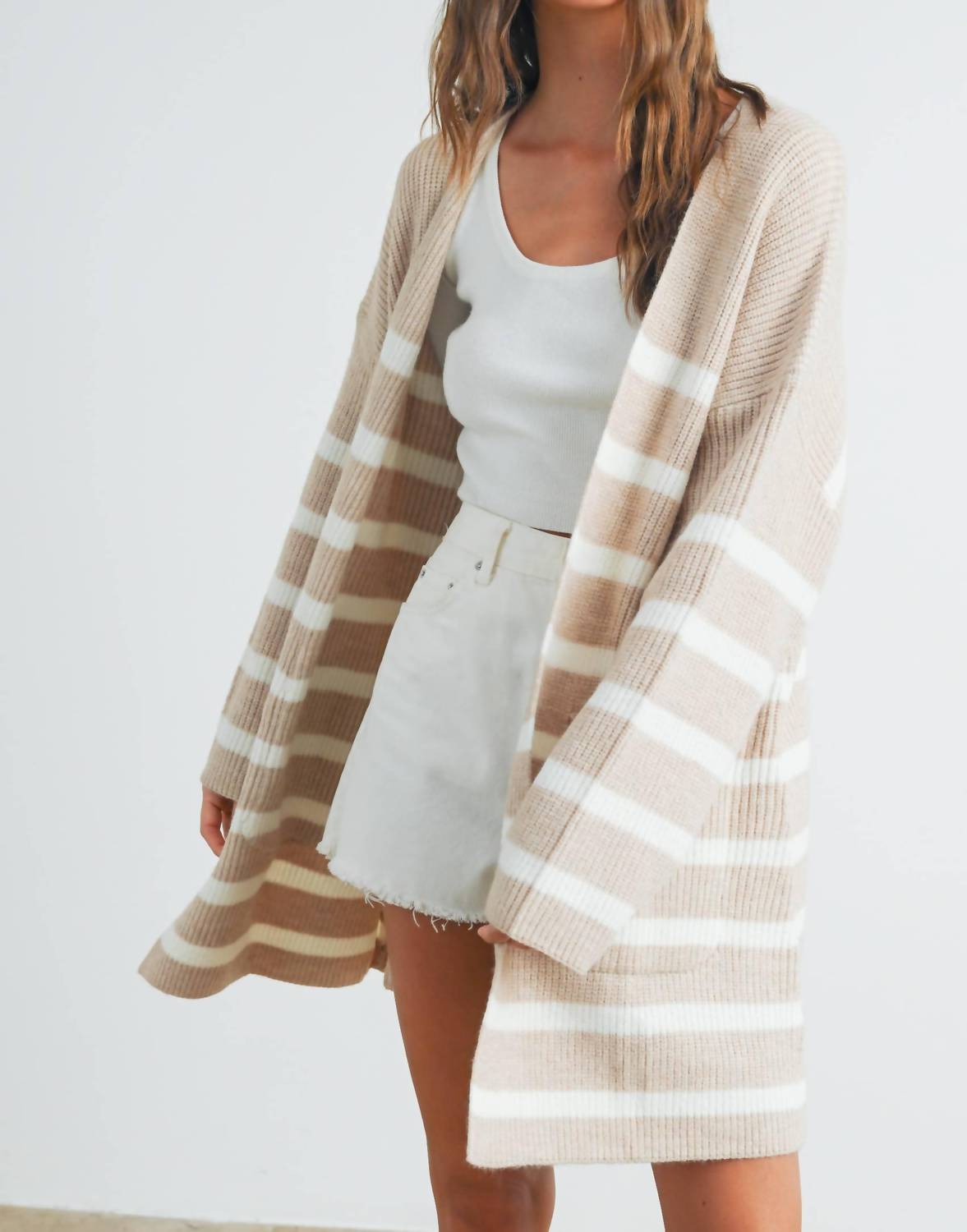 Buttermelon - Knitted Stripe Maxi Cardigan
