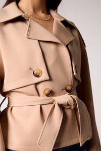 Blue Revival - Charli Cropped Scuba Trench Top