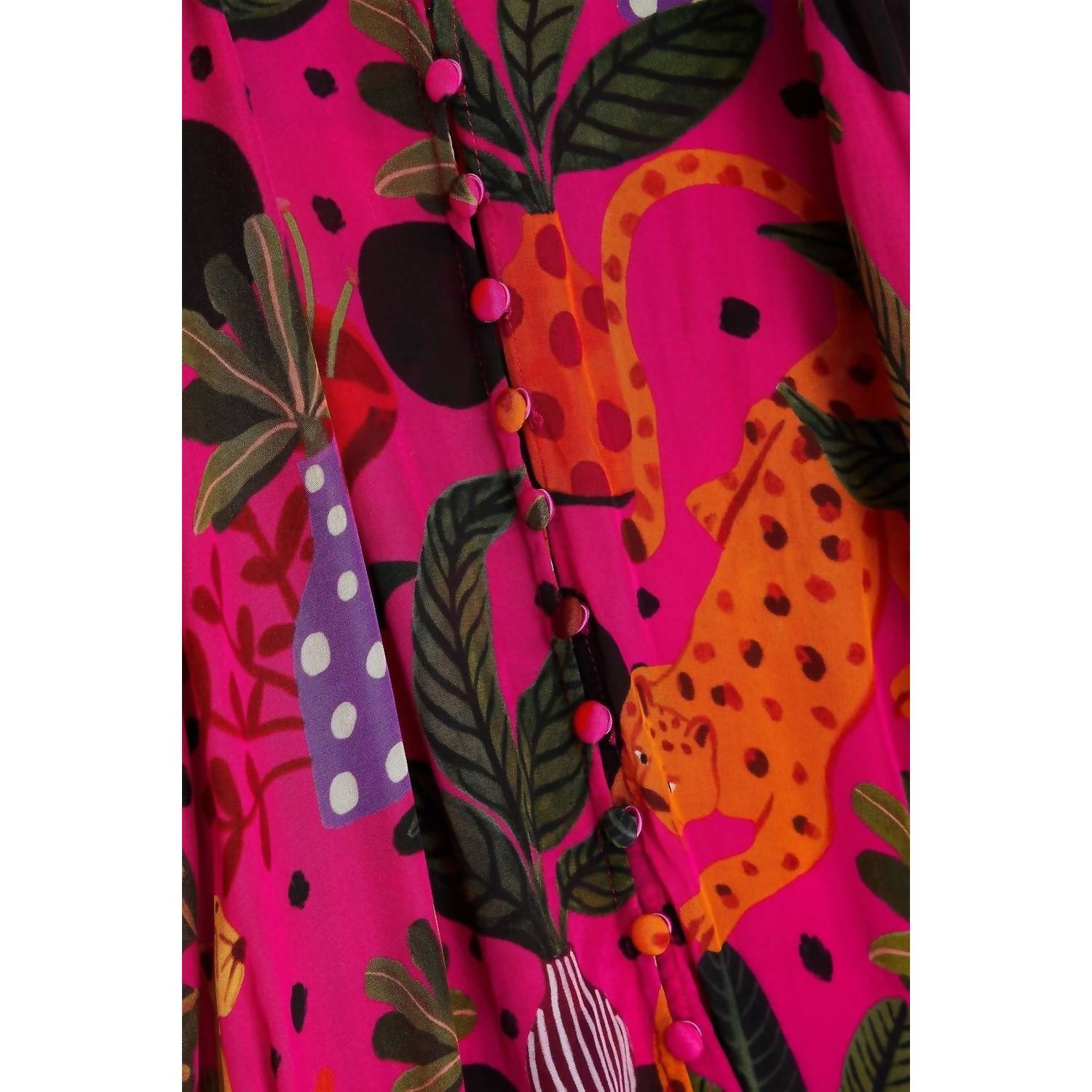 Farm Rio - Pop Leopards Chemise Midi Dress