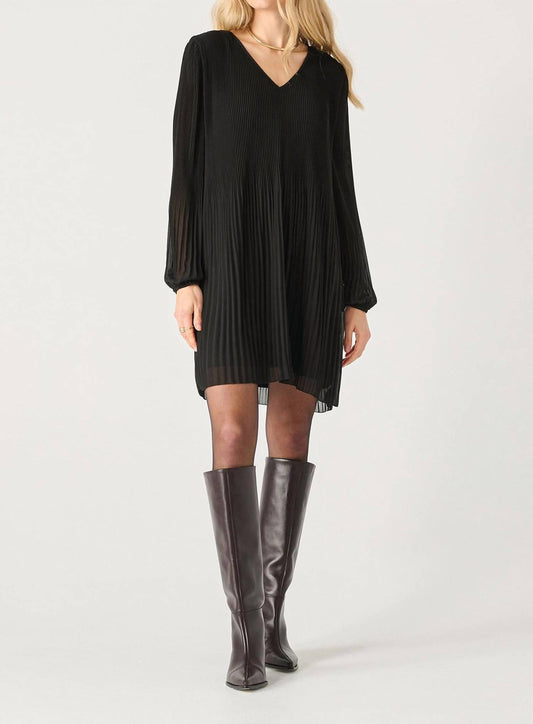 Dex - LONG SLEEVE PLEATED A-LINE DRESS