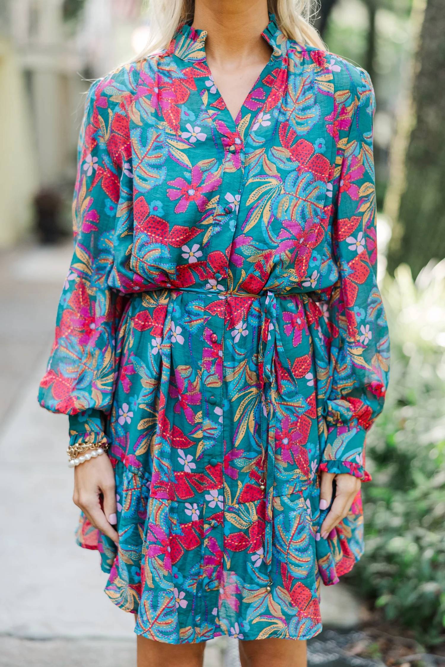 Fate - Print Tencel Blend Split Neck Dress