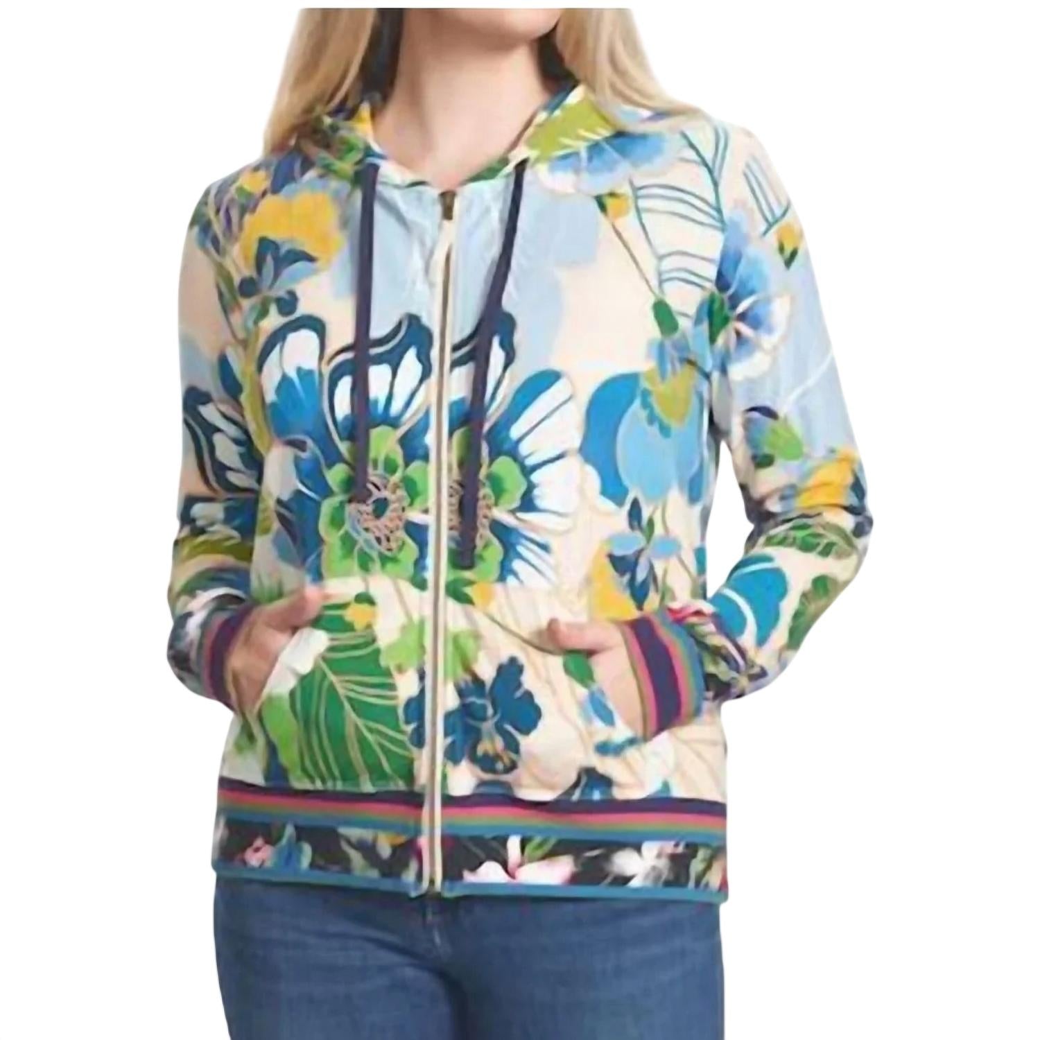 Johnny Was Jenn Modern Zip Up Hoodie in multi - women's top