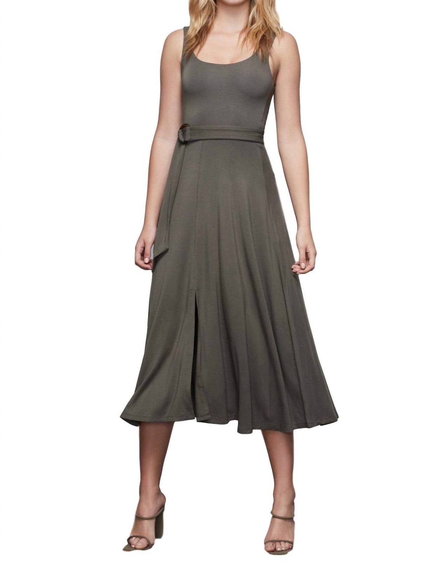 GOOD AMERICAN Belted Swing Tank Dress in sage - women's dress