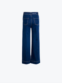 Vilagallo Women's Wide Leg Jeans in denim medio - women's jeans - detail view