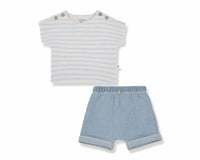 One More In The Family - Boy's Guido Top And Angelo Denim Shorts Set
