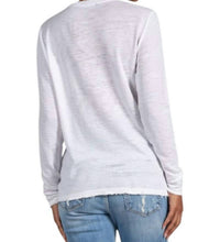 Elan - Long Sleeve Linen Fray Crew Neck Tee