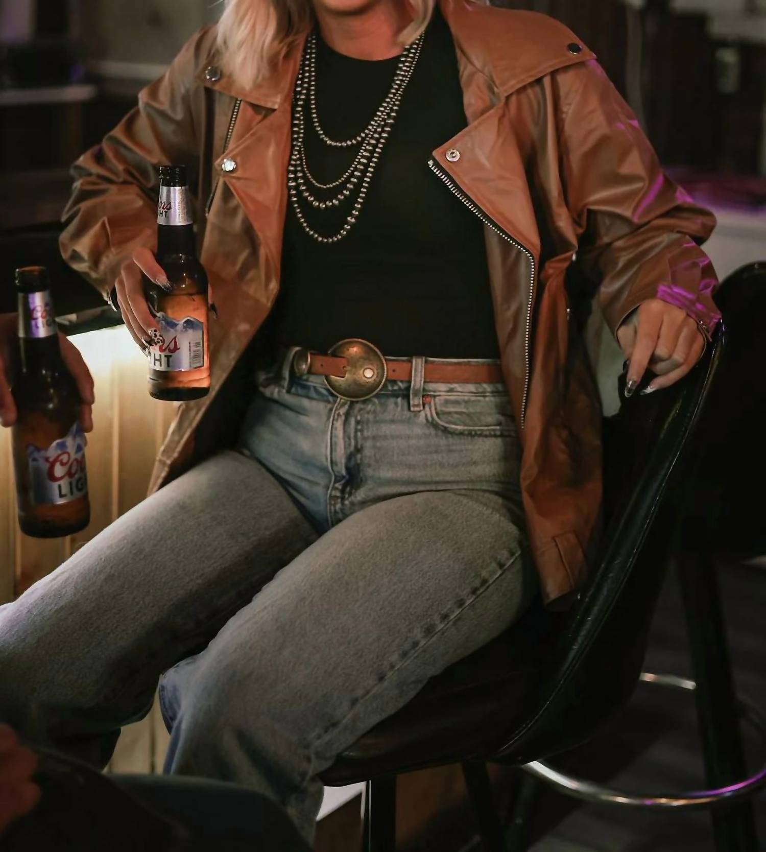 With Love, Molly - Ollie Oversized Vegan Leather Western Moto Jacket