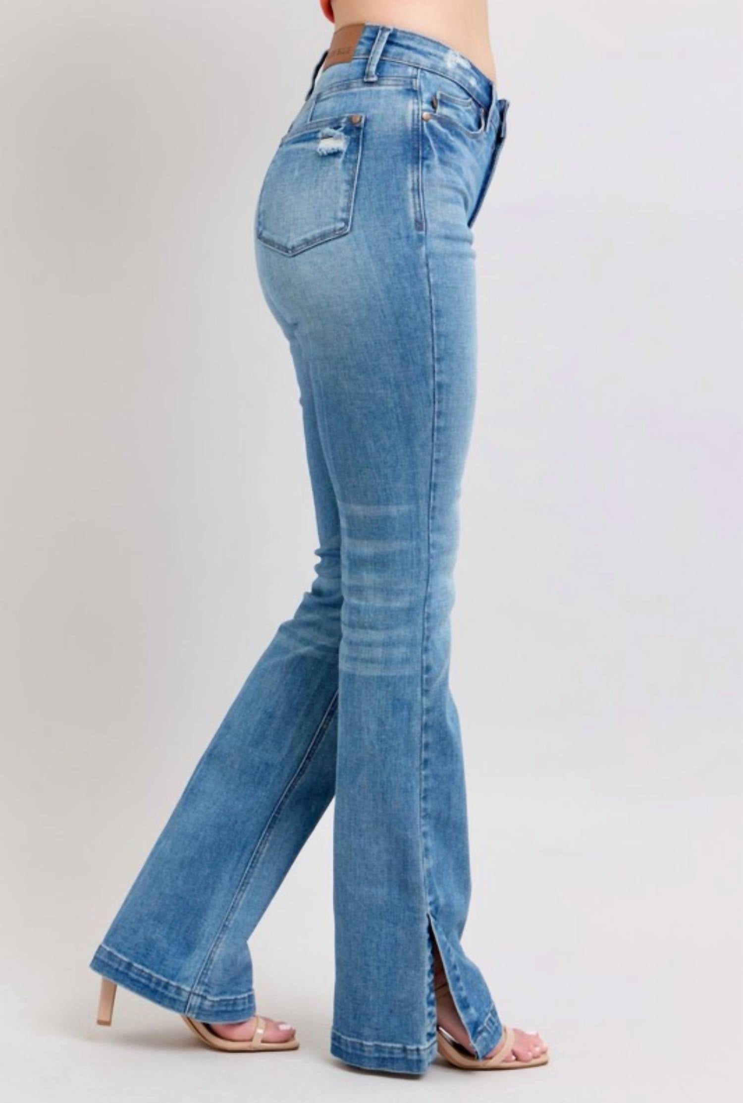 Judy Blue - Tummy Control Side Slit Slim Bootcut Jean
