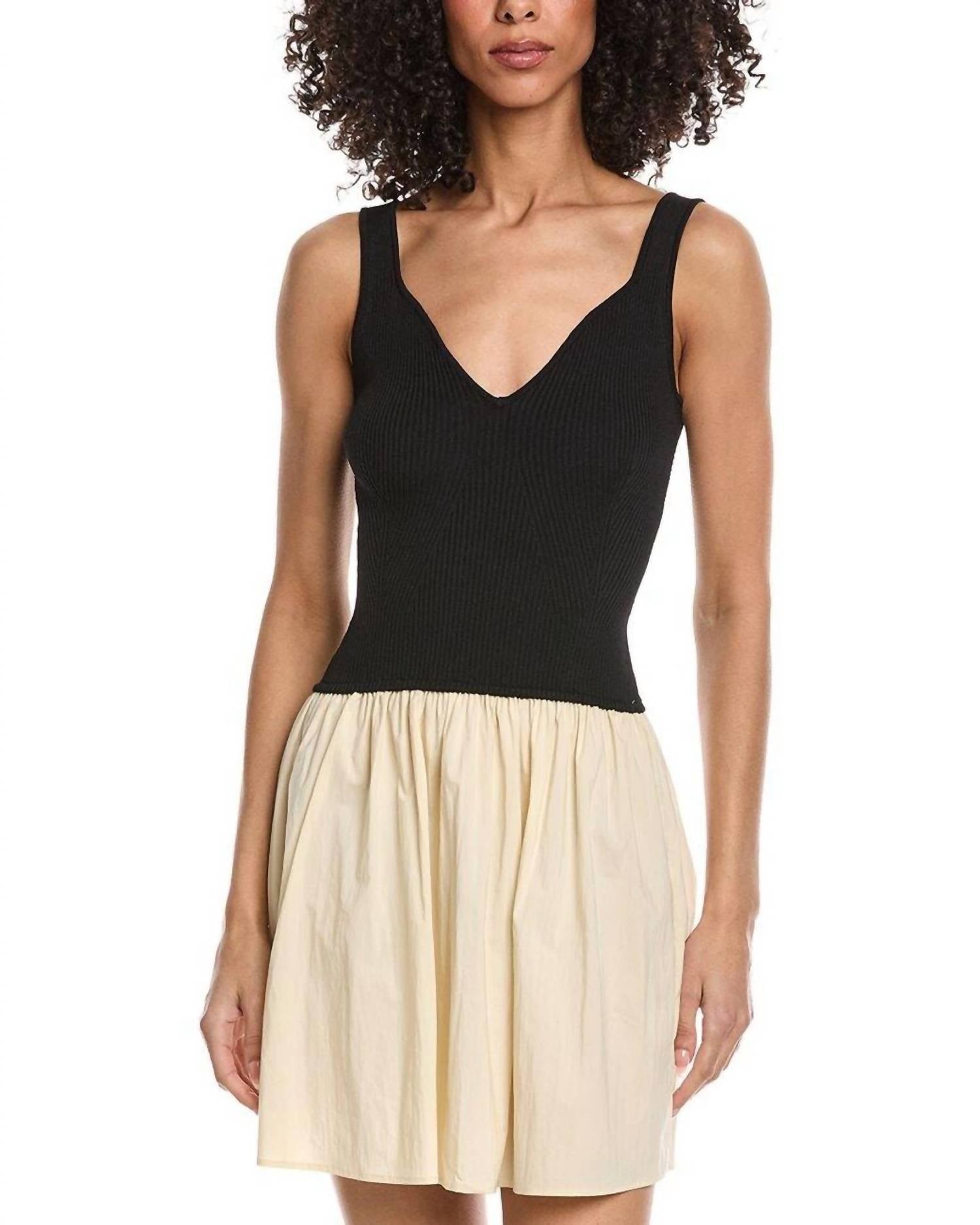 Elan - Contrast V Neck Mini Dress