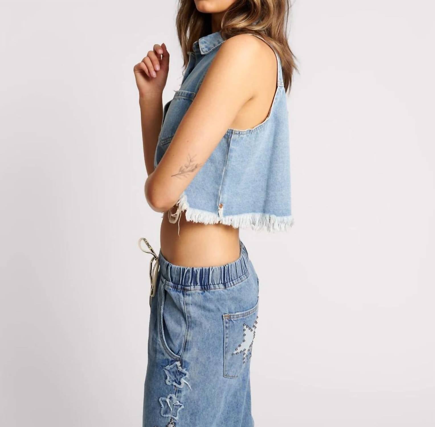 One Teaspoon - Braxton Distressed Denim Top