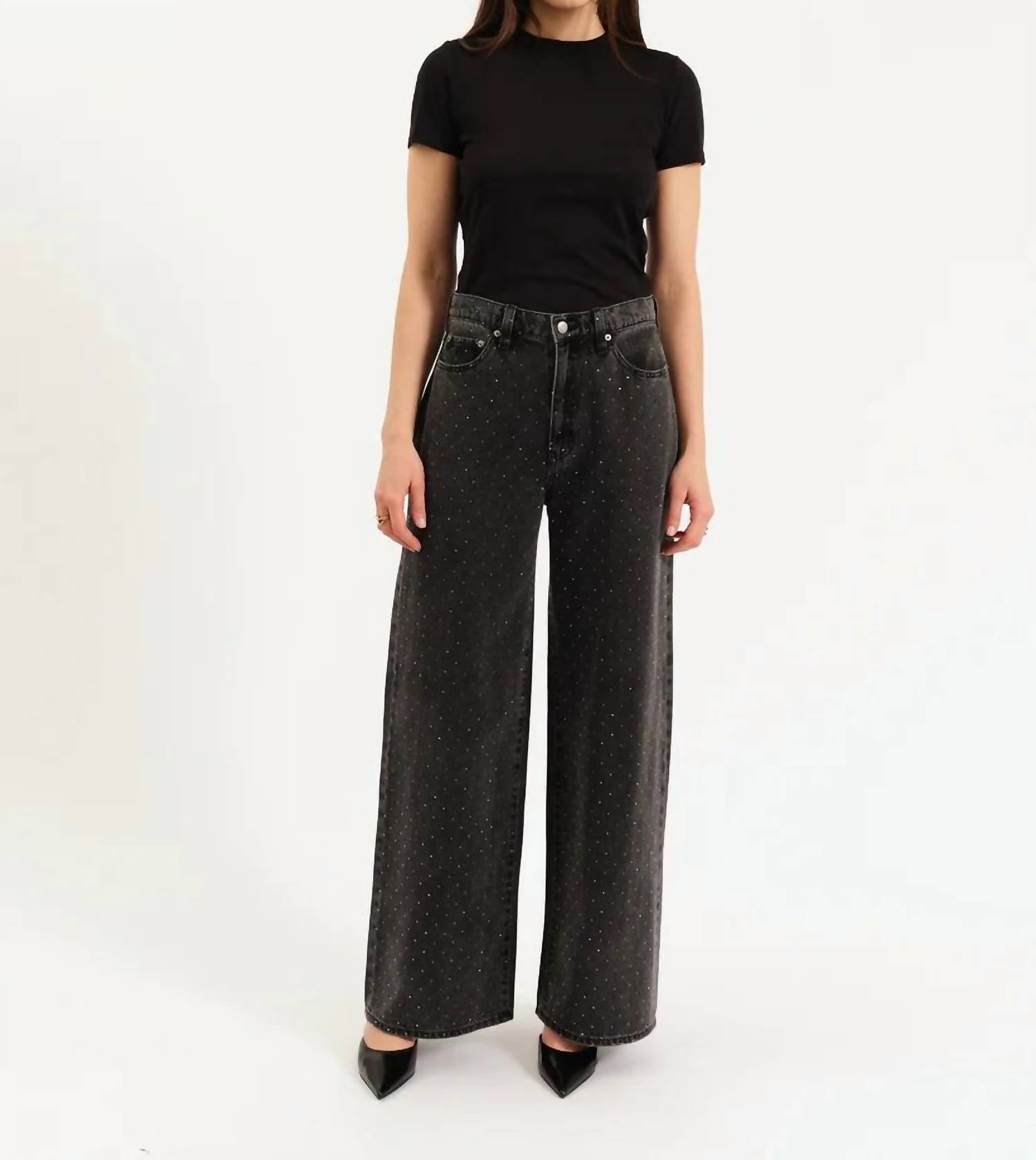 DAZE Wonderer Mid Rise Palazzo Jeans in starlit night - women's pants