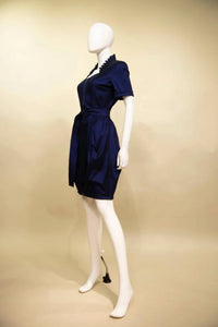 Samuel Dong Women's Full Zip Dress in midnight blue 1 - women's dress - detail view