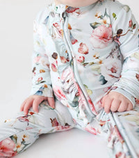 Posh Peanut - Baby Girls Ruffled Zippered Footie