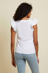 Nation Ltd - Cameo Square Neck Ruffle Top