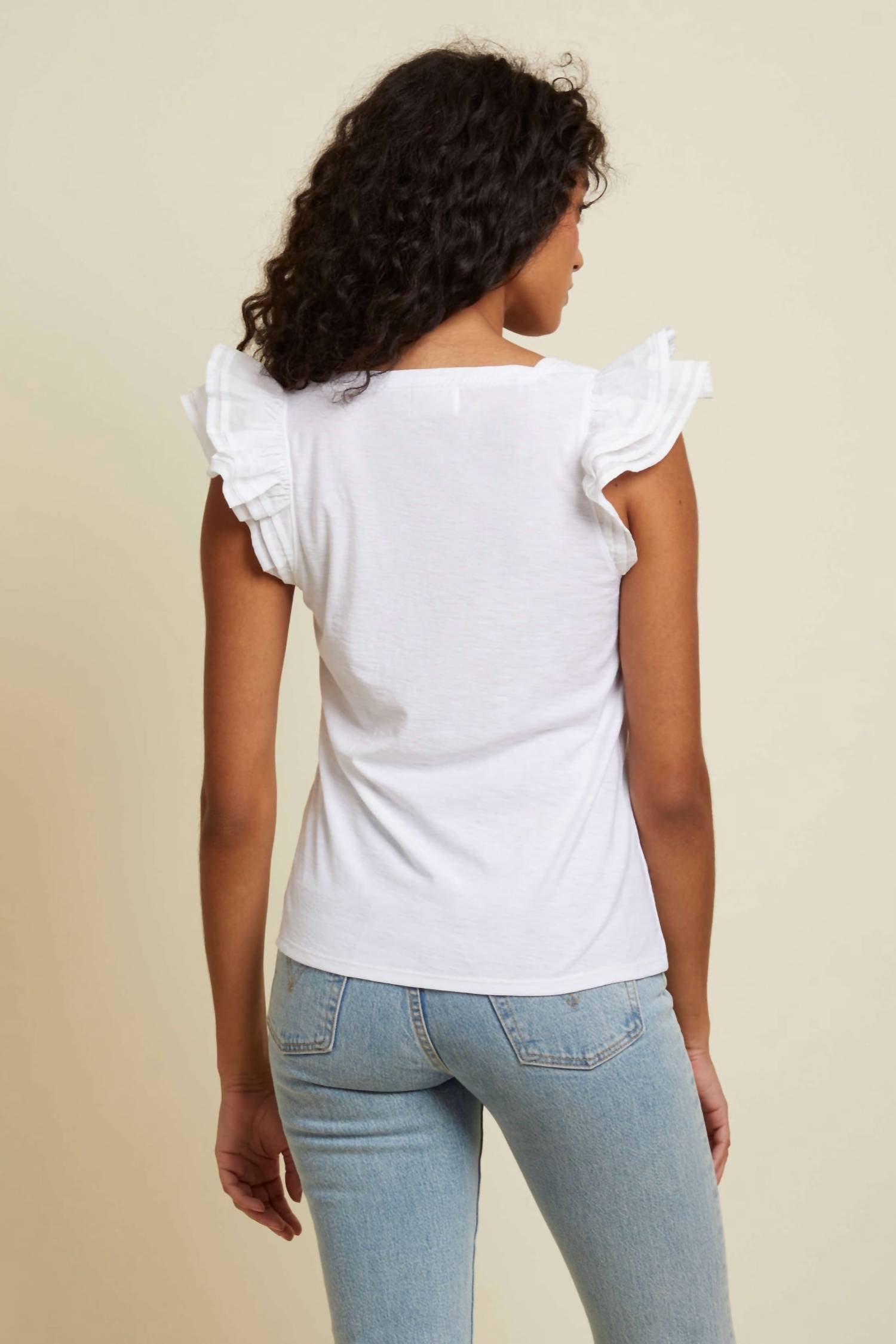 Nation Ltd - Cameo Square Neck Ruffle Top