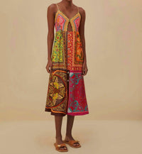 Farm Rio - Mixed Scarves Midi Dress