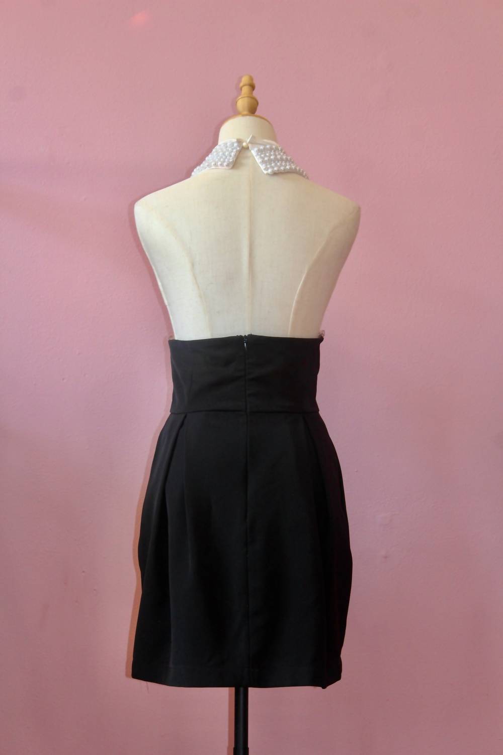 L'ATISTE Women's Midnight Muse Halter Neck Mini Dress in black - women's dress - detail view