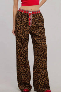 Mimosa - Plaid Flannel Contrast Waistband Leopard Boxer Pant