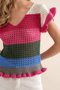 Blue B - Crochet Ruffle Knit Sweater
