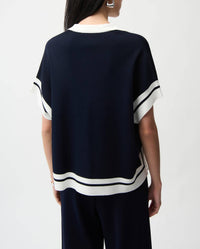 Joseph Ribkoff - COLLARED STRIPE TOP