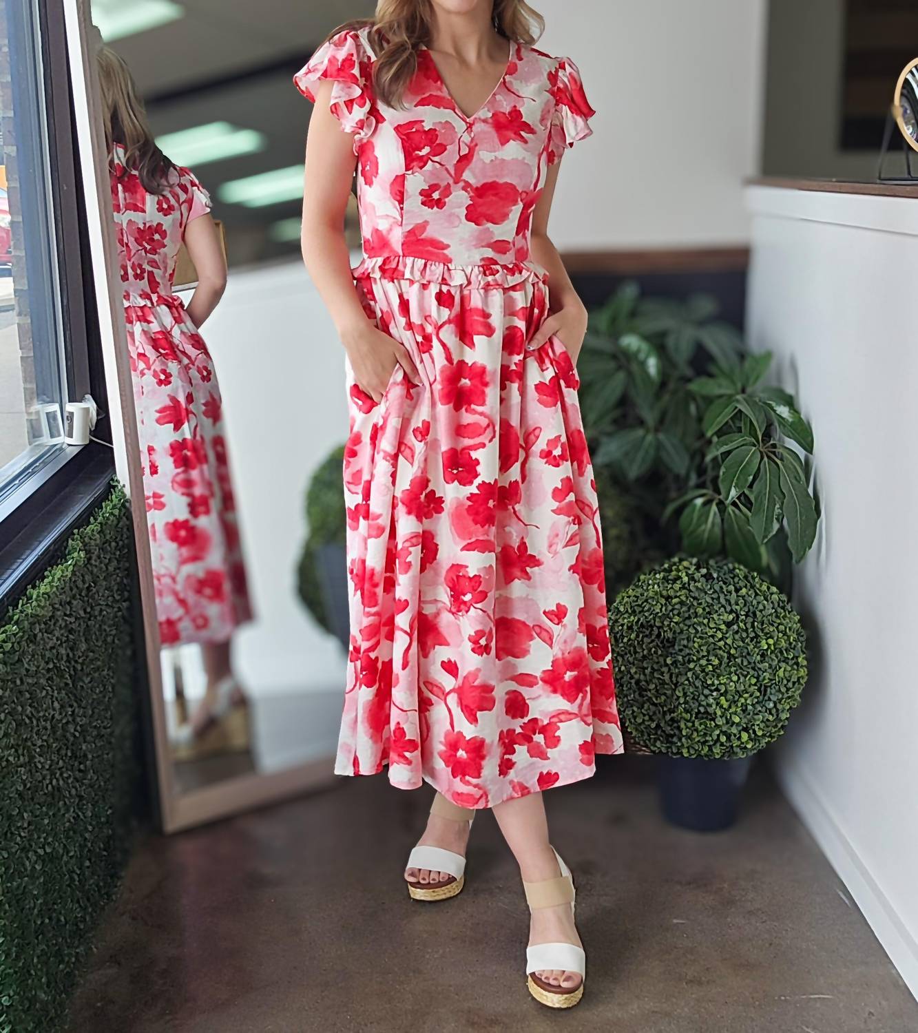 In February Lana Dress in vibrant red - women's dress - alternate view
