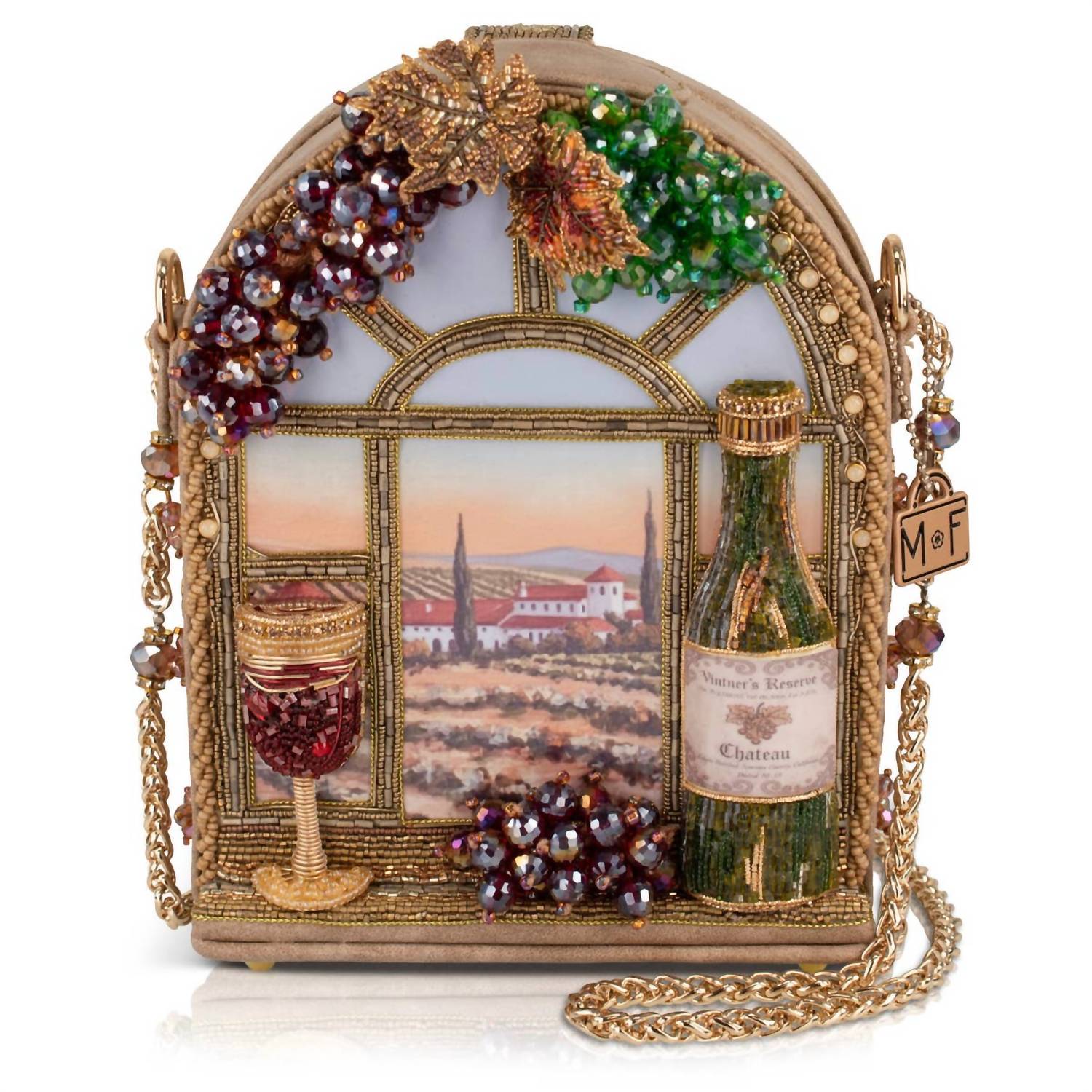 Mary Frances - Women's Country Beaded Wine Bottle And Glass Crossbody Bag