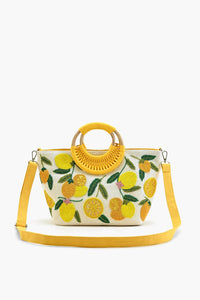 America & Beyond - Make Lemonade Tote With Wicker Handles