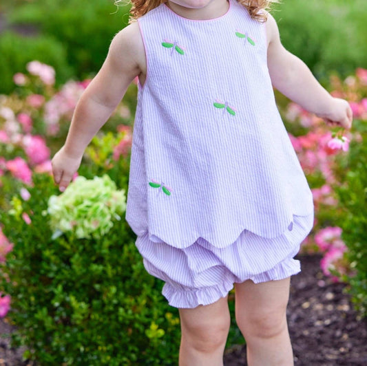 Little English - Embroidered Bow Back Bloomer Set