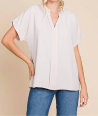 Jodifl Paden Top in oatmeal - women's blouse