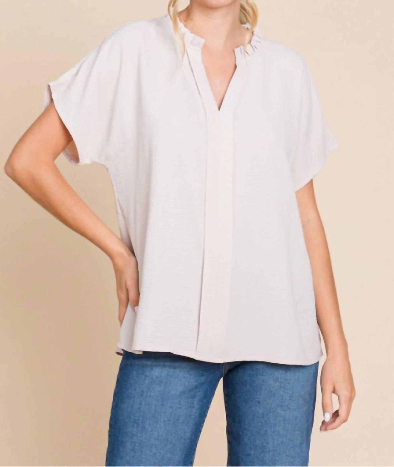 Jodifl Paden Top in oatmeal - women's blouse