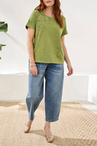 Tribal - Crew Neck Embroidery Applique T-shirt