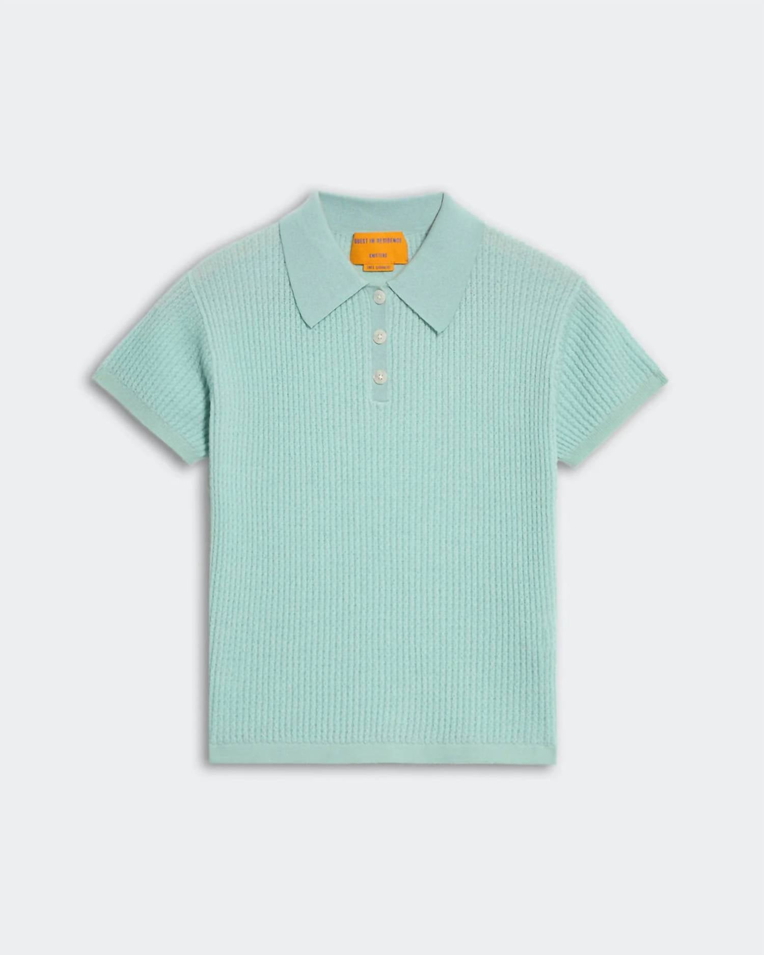 Guest In Residence Shrunken Polo in residence shrunken polo in seaglass - women's blouse - view 5
