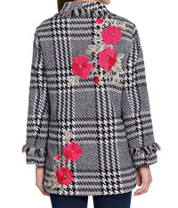 John Mark - Plaid Tweed Coat With Fringe
