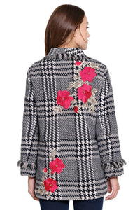 John Mark - Plaid Tweed Coat With Fringe