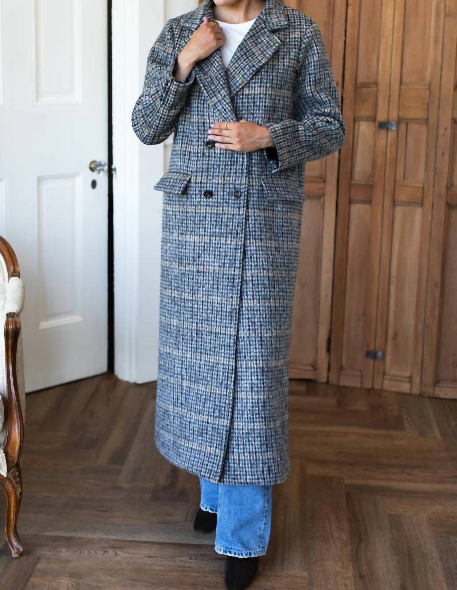 Emerson Fry - Layering Wooly Plaid Maxi Coat