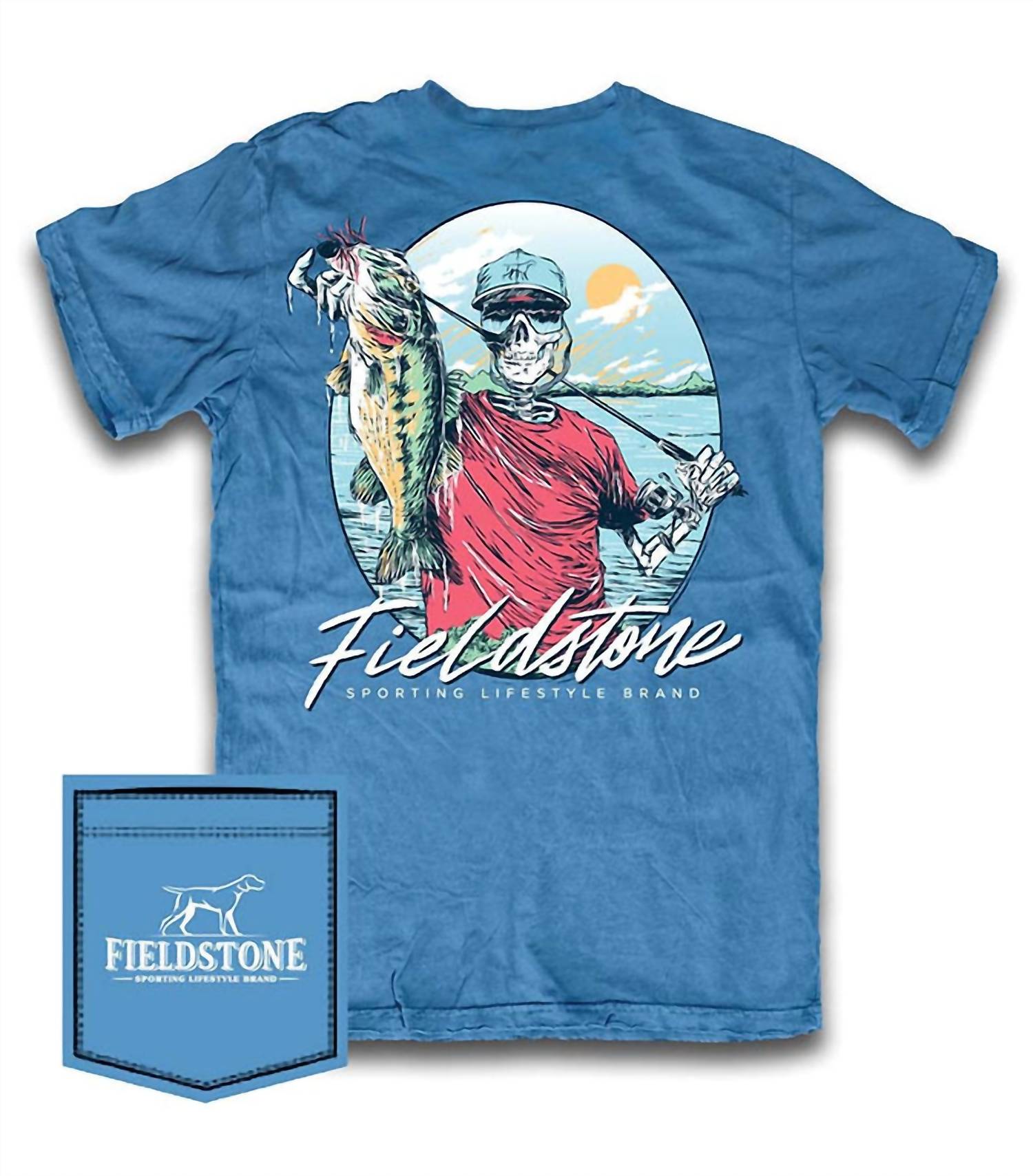 Fieldstone Hooked & Haulin' Tee in navy blue - women's t-shirt - detail view