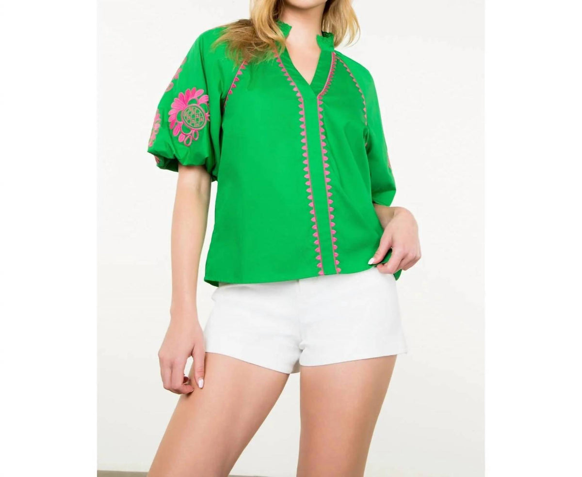 Thml - Embroidered Puff Sleeve Top