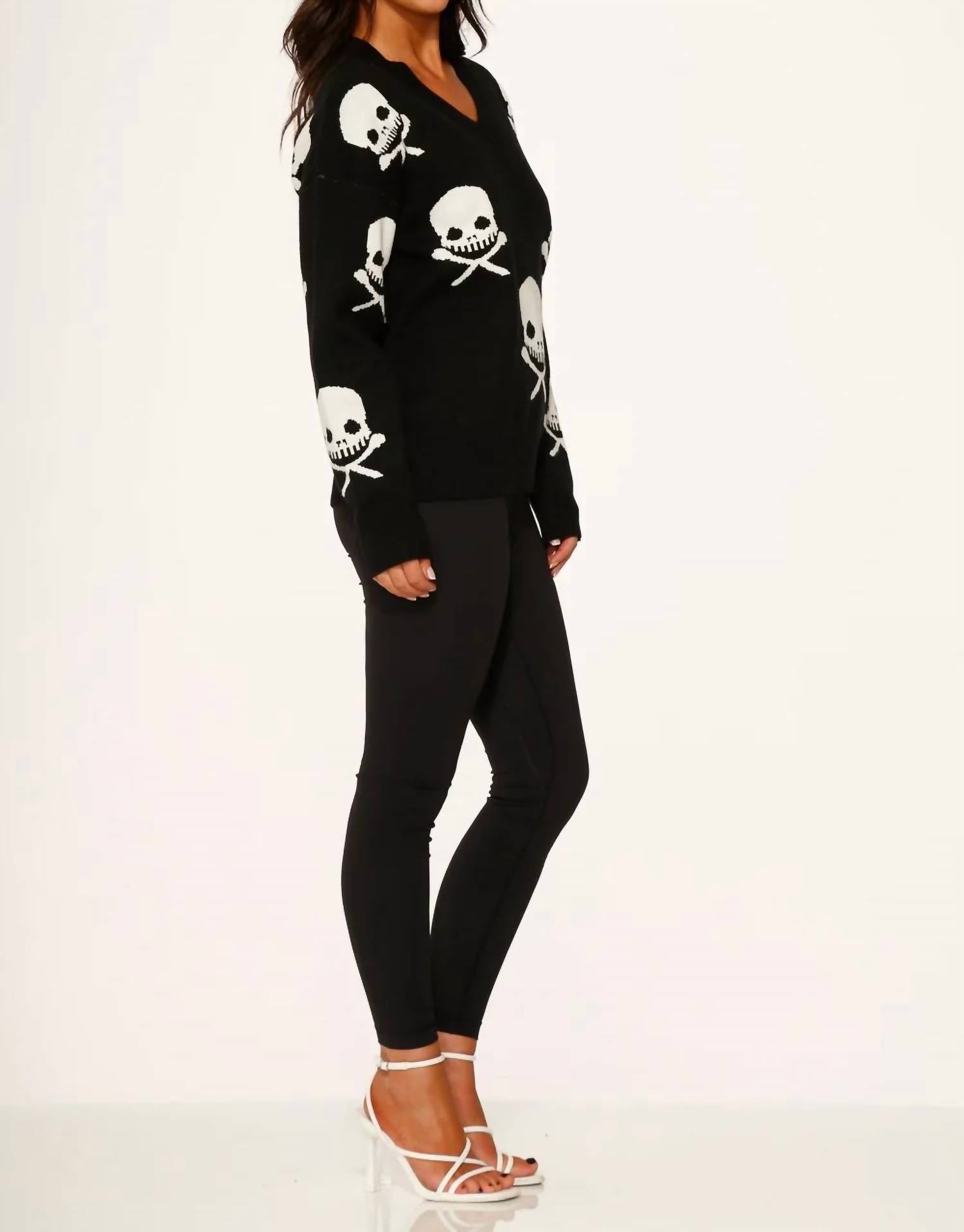 Orchid Bloom - Skulls V-neck Sweater