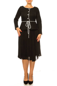 Maison Tara - One-piece Jacket & Skirt Belted Dress