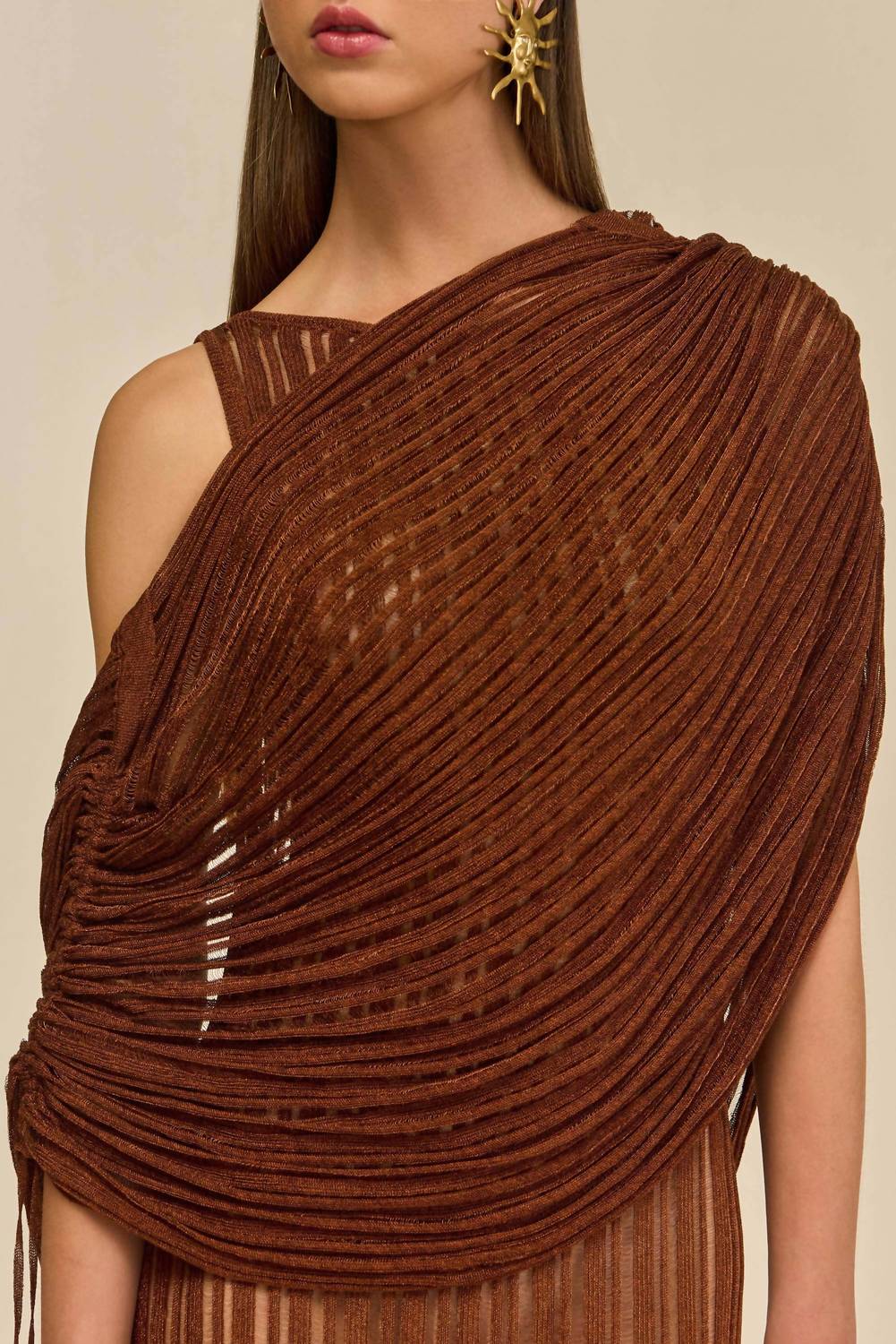 cult gaia Kaya Knit Dress in saddle - women's dress - alternate view