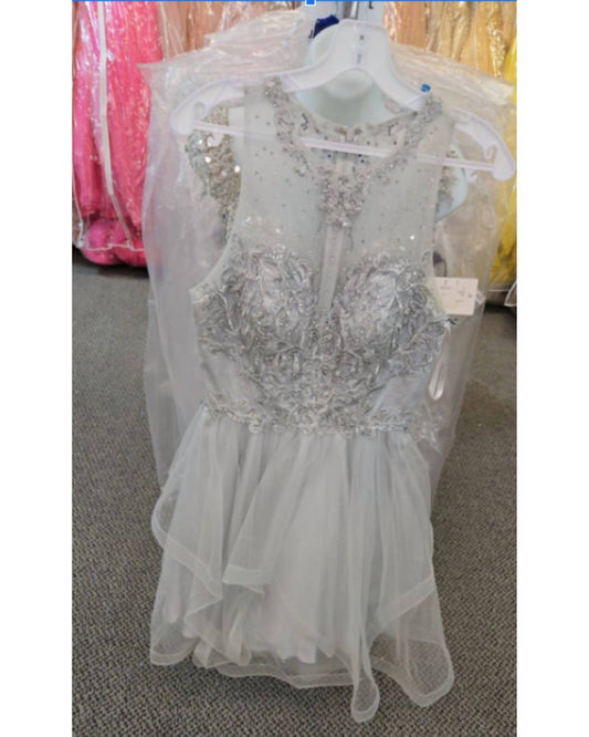 Karishma Creations - Women's Beaded Floral Bodice Tiered Ruffle Mini Dress