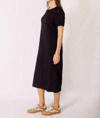 P.CILL Women's Butter Modal Short Sleeve Midi Dress in black - women's dress - alternate view