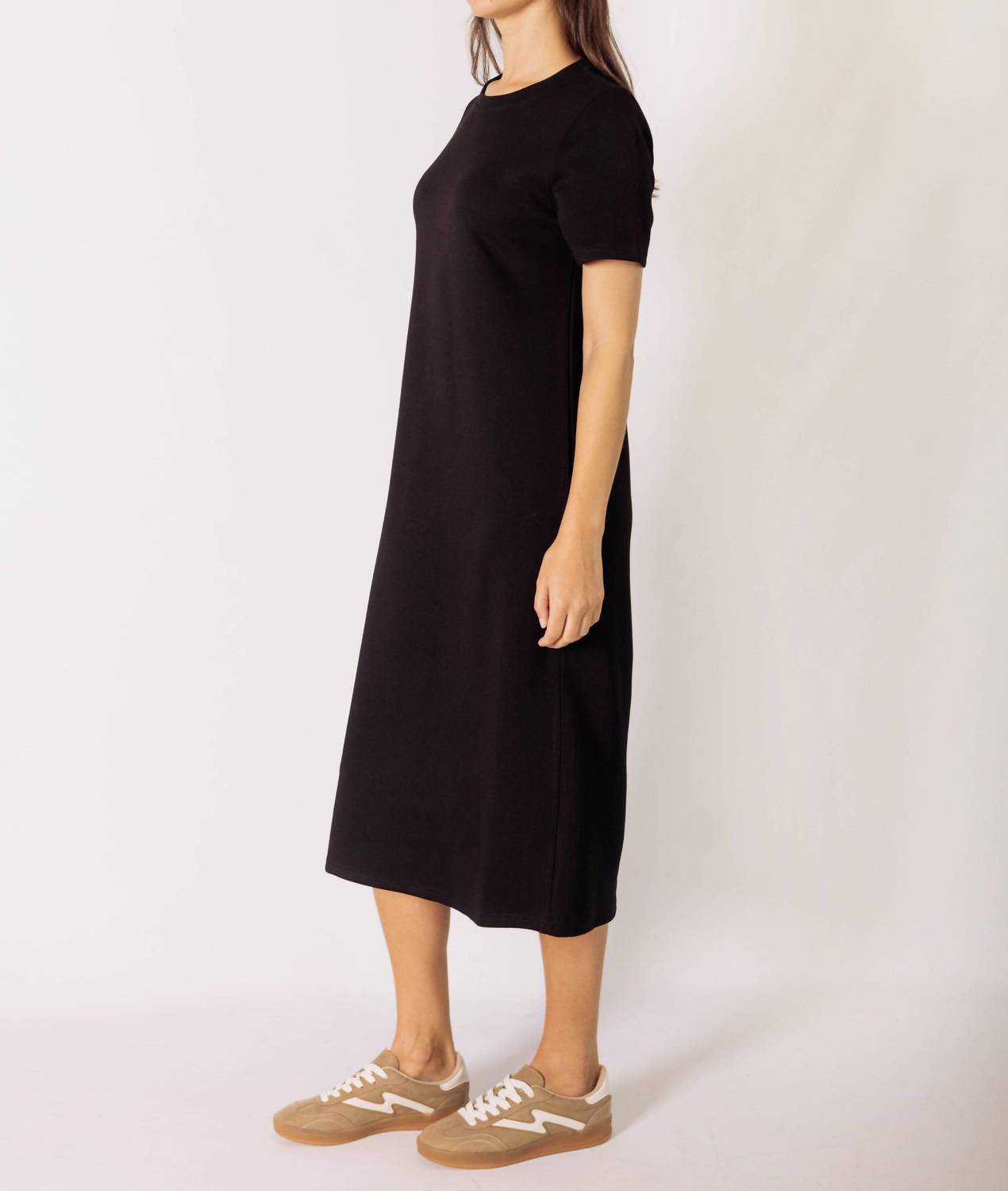 P.CILL Women's Butter Modal Short Sleeve Midi Dress in black - women's dress - alternate view