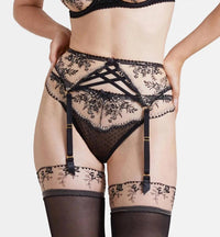 Aubade Tresor Infini Garter Belt in black magic - women's intimate