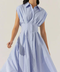 Astr - Beckett Tapered Waist Pleated Midi Dress